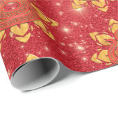 レッド金ゴールドフローラスネーク中国の2025年新年〔占星術の〕十二宮図 ラッピングペーパー (ロールコーナー)