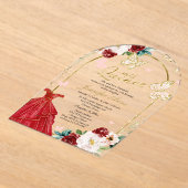 レッド金ゴールドフローラバタフライキンセアニラ アクリル招待状 (レイダウン)