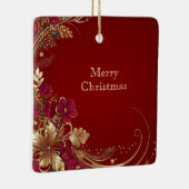 レッド金ゴールドフローラホリデーオーナメント セラミックオーナメント (右)