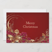 レッド金ゴールドフローラホリデーカード シーズンカード (正面)