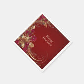 レッド金ゴールドフローラホリデーナプキン スタンダードカクテルナプキン (角)