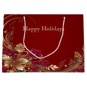 レッド金ゴールドフローラホリデー抱き枕 ラージペーパーバッグ (正面)