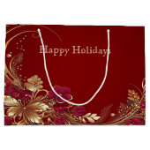 レッド金ゴールドフローラホリデー抱き枕 ラージペーパーバッグ (裏面)