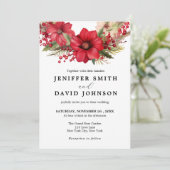 レッド金ゴールドフローラホワイト結婚式招待状 招待状 (スタンド正面)