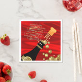 レッド金ゴールドブラックシャンパンエレガント誕生日 スタンダードカクテルナプキン (インサイチュ)