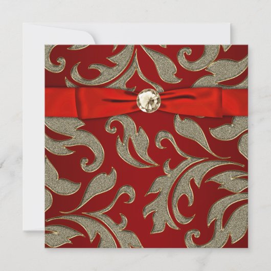 レッド金ゴールドブラックタイパーティの招待状 招待状 (正面)