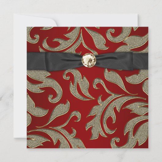 レッド金ゴールドブラックタイブラックパーティの招待状 招待状 (正面)