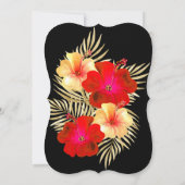 レッド金ゴールドブラックパームスハイビスカスフローラ誕生日 招待状 (裏面)