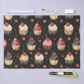 レッド金ゴールドブラックピンクカップケーキさくらんぼ誕生日 薄葉紙 (クラフト)