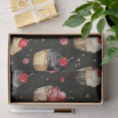 レッド金ゴールドブラックピンクカップケーキさくらんぼ誕生日 薄葉紙 (ギフト)