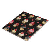 レッド金ゴールドブラックピンクカップケーキさくらんぼ タイル (側面)