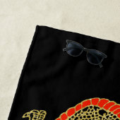 レッド金ゴールドブラックファンタジードラゴン中国のモノグラム ビーチタオル (インサイチュ)