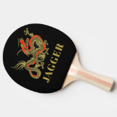 レッド金ゴールドブラックファンタジードラゴン中国のモノグラム 卓球ラケット (横)
