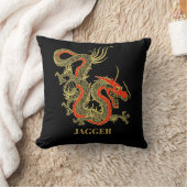 レッド金ゴールドブラックファンタジー中国のドラゴン クッション (ブランケット)