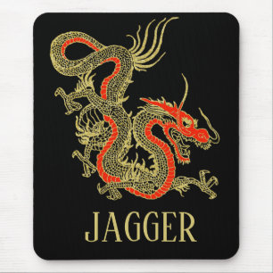 レッド金ゴールドブラックファンタジー中国のドラゴン マウスパッド