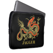 レッド金ゴールドブラックファンタジー中国のドラゴン ラップトップスリーブ (正面右)