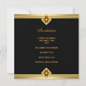 レッド金ゴールドブラックレオパード宝石40歳の誕生日 招待状 (裏面)