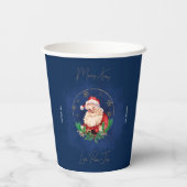 レッド金ゴールドブルーサンタエレガントメリークリスマス 紙コップ (裏面)