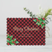 レッド金ゴールドプレイドホリービジネスクリスマスカード シーズンカード (スタンド正面)