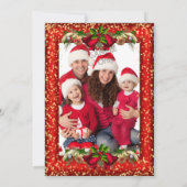 レッド金ゴールドベルズホリーフォトクリスマスホリデーパーティー 招待状