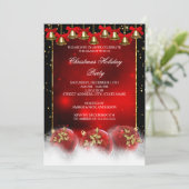 レッド金ゴールドベルズボーブルスクリスマスホリデーパーティー 招待状 (スタンド正面)