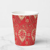 レッド金ゴールドペイズリーバンダナパターン 紙コップ (左)
