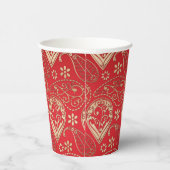 レッド金ゴールドペイズリーバンダナパターン 紙コップ (右)