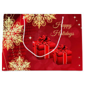 レッド金ゴールドホリデイ抱き枕 ラージペーパーバッグ (正面)