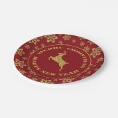 レッド金ゴールドホリデースノーフレークトインデア ペーパープレート (アングル)