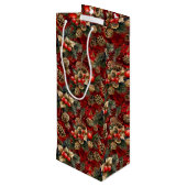 レッド金ゴールドホリーベリーパインコーン ワインギフトバッグ (裏面アングル)