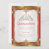 レッド金ゴールドホワイトパールプリンセスキンセアニェラ 招待状 (正面)