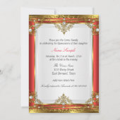 レッド金ゴールドホワイトパールプリンセスキンセアニェラ 招待状 (裏面)