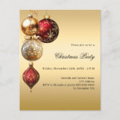レッド金ゴールドボーブルクリスマスパーティの招待状 (正面)