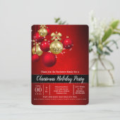 レッド金ゴールドボーブルクリスマスパーティーシック 招待状 (スタンド正面)