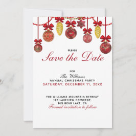 レッド金ゴールドボーブルクリスマスパーティー保存日 招待状