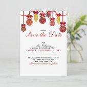 レッド金ゴールドボーブルクリスマスパーティー保存日 招待状 (スタンド正面)