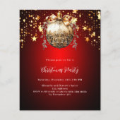 レッド金ゴールドボーブルスタークリスマスパーティの招待状 (正面)