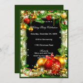 レッド金ゴールドボーブルズパインクリスマスパーティの招待状 招待状 (正面/裏面)