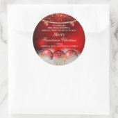 レッド金ゴールドボーブルフレンドズクリスマスグリーティング ラウンドシール (バッグ)