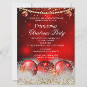 レッド金ゴールドボーブルフレンドズクリスマスパーティー 招待状 (正面)
