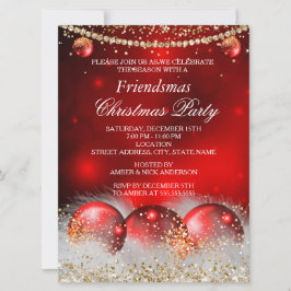 レッド金ゴールドボーブルフレンドズクリスマスパーティー 招待状