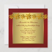 レッド金ゴールドポインセチアパーティの招待状 招待状 (裏面)