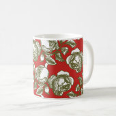 レッド金ゴールドマグカップの白色バラエッチング コーヒーマグカップ (正面右)