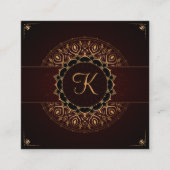 レッド金ゴールドマンダラエレガントヨガインストラクター スクエア名刺 (正面)