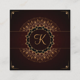 レッド金ゴールドマンダラエレガントヨガインストラクター スクエア名刺