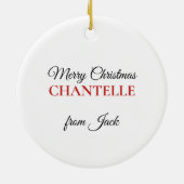 レッド金ゴールドミュージカルクリスマスオーナメントパーソナライズされた セラミックオーナメント (裏面)