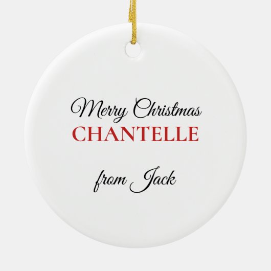 レッド金ゴールドミュージカルクリスマスオーナメントパーソナライズされた セラミックオーナメント (裏面)
