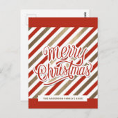 レッド金ゴールドメリークリスマスホリデーハガキ ポストカード (正面/裏面)