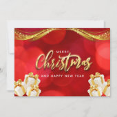 レッド金ゴールドメリークリスマス&年賀状 シーズンカード (正面)