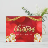 レッド金ゴールドメリークリスマス&年賀状 シーズンカード (スタンド正面)